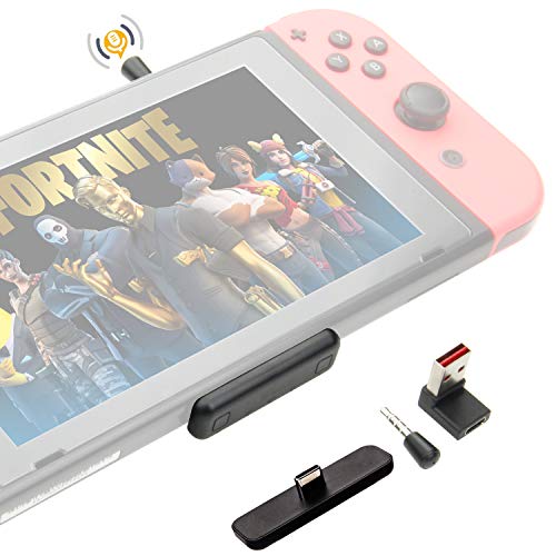 GULIkit Adattatore audio Bluetooth per Nintendo Switch/Switch Lite, PS4, PC, GuliKit Route Air Pro Connessione a auricolari Bluetooth, aptX a bassa latenza, piccolo microfono per chat vocale di gioco Fortnite