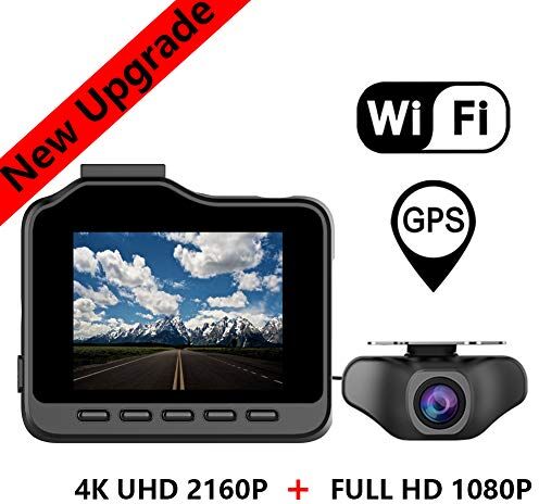 RWXING Dash Cam WiFi GPS 4K UHD 3840X2160P Anteriore Dashcam con 1080P Posteriore Telecamera e 128 GB Micro SD Card, Doppia Dash Cam con WDR Visione Notturna e Registrazione Continua per Auto Atti Vandalici