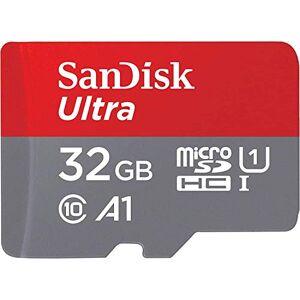 SanDisk Ultra 32 GB microSDHC Memory Card + SD Adapter with A1 App Performance Up to 120 MB/s, Class 10, U1, SDSQUA4-032G-GN6MA , Red/Grey