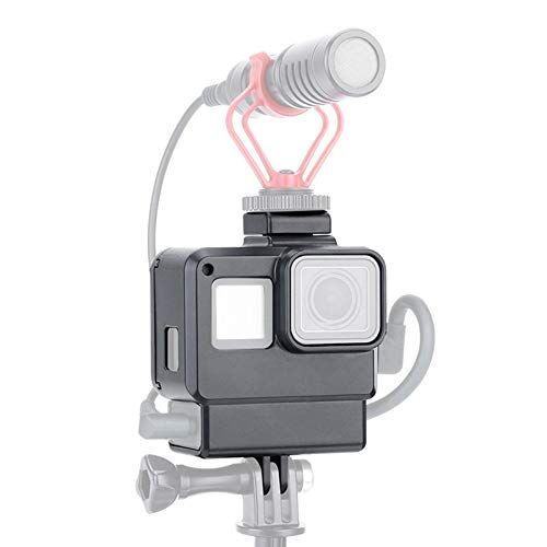 LICHIFIT V2 Vlog - Custodia protettiva con montaggio a slitta fredda per GoPro Hero 7/6/5 Action Camera Microphone Adapter Vlogging Cage Frame Accessory