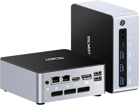 AIOPCWA 13th Gen Mini PC DDR5 Core i5 1340P (12C16T, fino a 4.6GHz) Windows 11 Pro, 64GB RAM 2TB NVMe SSD, Dual LAN Micro Desktop Computer, Iris Xe Graphics, USB3.0, Type-C, WiFi6, BT5.2