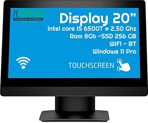 HP PcRenewed All-in-One Touch Screen Intel I5 6500 8GB SSD 240 Windows 11 Desktop 20" Wi-Fi - PC Fisso completo (Ricondizionato) (Solo PC)