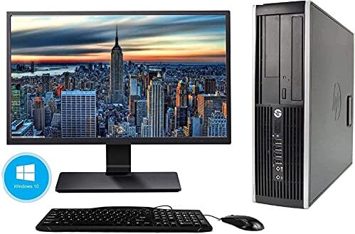 HP Elite 8300 - Computer desktop + Monitor 22pollici (Intel Core i7 - 3770, 8 GB di RAM, disco da 240 SSD + 500 GB HDD, lettore DVD, Wi-Fi, Windows 10 Pro 64) (Ricondizionato)