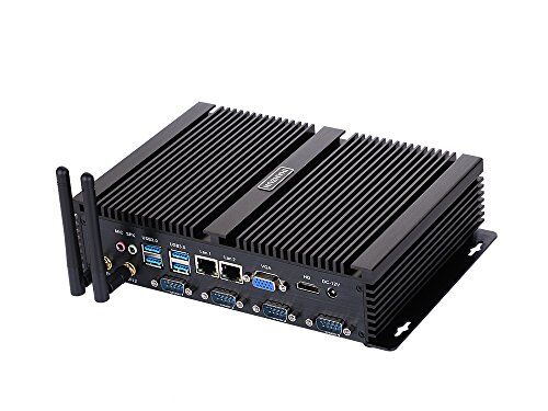 HUNSN Fanless Industrial PC,Mini Computer,Windows 7/10 Pro/Linux Ubuntu,Intel Celeron 1037U,(Black),[HUNSN IM02],[64Bit/Dual Band WiFi/1VGA/1HDMI/4USB2.0/4USB3.0/2LAN/4COM],(4G RAM/64G SSD)