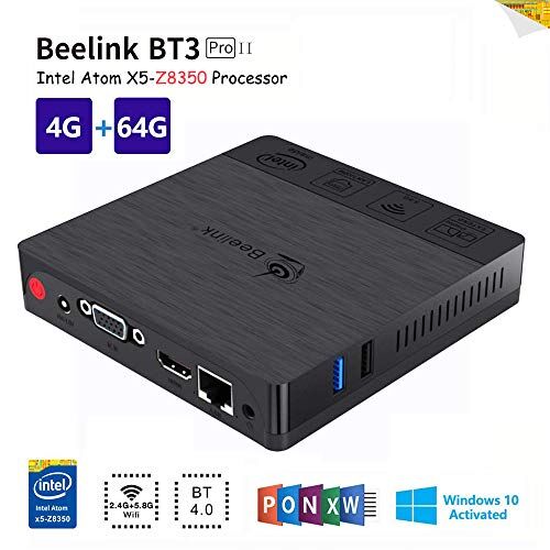 Beelink BT3PRO II Mini PC, Mini Computer Desktop con HDMI e VGA, Processore Intel Atom X5-Z8350, WiFi da 4GB+64GB, 2,4G/5,8G Dual Band, BT 4.0, 4K, 1000 Mbps LAN, Supporto Windows 10