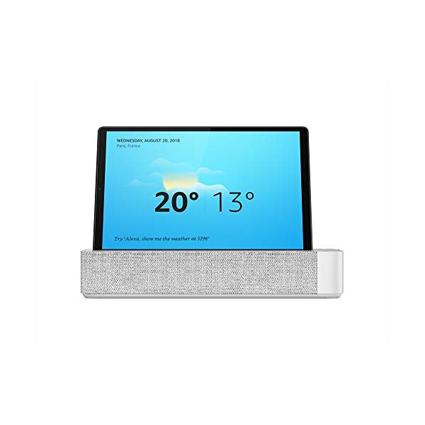lenovo smart tab m10 fhd plus - tablet con smart docking alexa - display 10.3 (mediatek helio p22t,64gb espandibile fino ad 1tb,ram 4gb,wifi+bluetooth,android 9 pie) platinum grey – esclusiva amazon