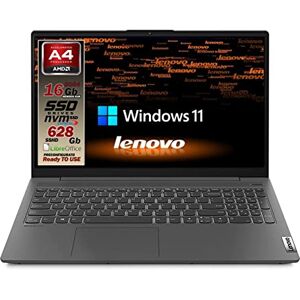 Lenovo Notebook Lenovo SLIM 16 Gb DDR4, SSHD 628Gb, cpu Amd A4 3020 di ultima generazione, Display HD da 15,6 pollici, web cam, 3usb, hdmi, bt, Win 11 Pro, Pronto All'uso, garanzia Italia