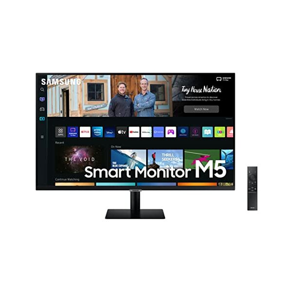 samsung smart monitor m5 (s32bm502), 1920 x 1080 (full hd), piattaforma smart tv, airplay, mirroring, office 365, wireless dex, altoparlanti integrati, wifi, hdmi, usb type-c, piatto da 32