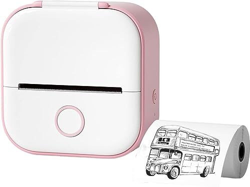 Gehanico Doodle Dash Printer 2023 Nuova stampante tascabile Doodle Dash Mini stampante tascabile stampante senza inchiostro Stampante portatile istantanea Stampante adesiva DIY Scrapbook (rosa--B)