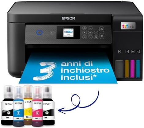 Epson Stampante multifunzione Wi-Fi con serbatoio d'inchiostro EcoTank ET-2850 A4, con fornitura inclusa fino a 3 anni di inchiostri, nero