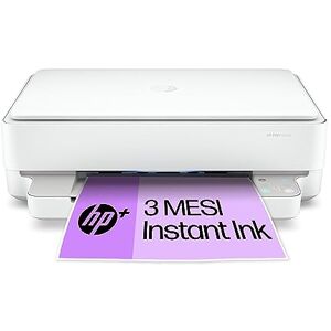 Envy 6022e ‎223N5B, Stampante Multifunzione a Getto d'Inchiostro A4 a Colori, Stampa Fronte e Retro Automatica, 10 ppm, Wi-Fi, HP Smart, 3 Mesi di Inchiostro Instant Ink Inclusi con HP+, Bianca