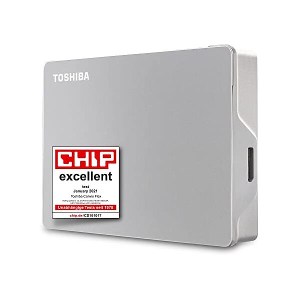 toshiba 4tb canvio flex portable external hard drive for mac, windows pc and tablet use, compatible with most usb-c and usb-a devices, silver (hdtx140escaa)