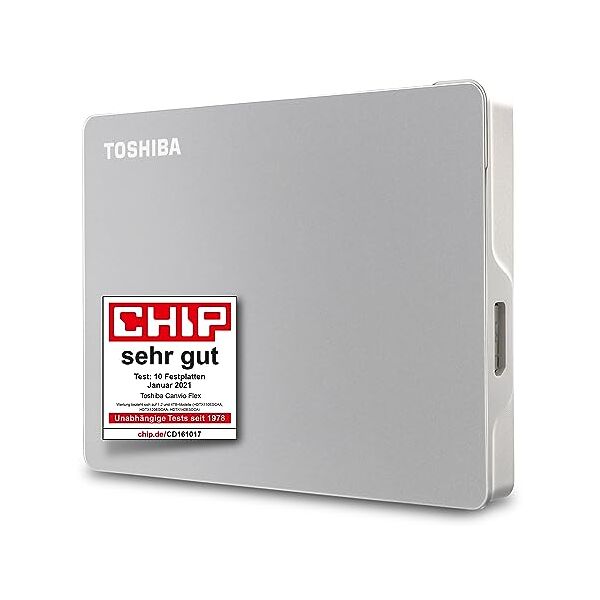 toshiba 1tb canvio flex portable external hard drive for mac, windows pc and tablet use, compatible with most usb-c and usb-a devices, silver (hdtx110escaa)