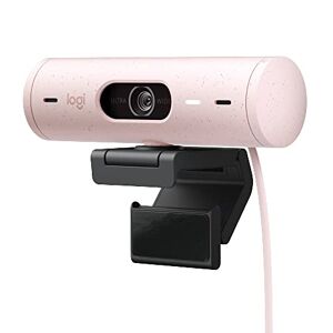 Logitech Brio 500 Webcam Full HD Correzione Luce, Show Mode, Microfono Riduzione del Rumore, Copertura Privacy, Funziona con Microsoft Teams, Google Meet, Zoom, Cavo USB-C - Rosa