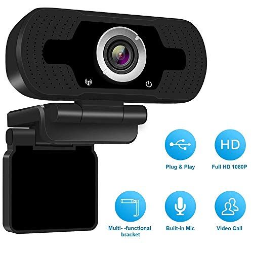 Lushforest 1080P Hd Webcam con microfono, Videocamera Full Hd 1080p / 30fps Videocamera Web, Videocamera Pro con Plug & Play USB per Skype, Conferenza di classe dal vivo, YouTube, Pc / Mac / Laptop