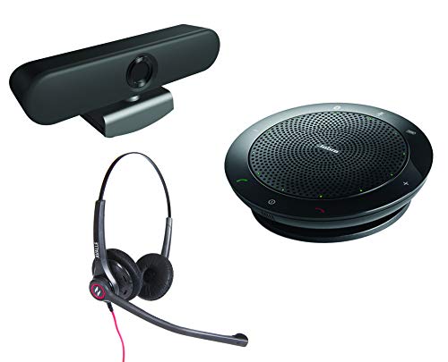 Avalle Vision + 1080p HD USB Webcam Plug & Play Obiettivo grandangolare Fotocamera CMOS 30 fps Cancellazione automatica di eco e rumore Nero Complete Remote Worker Bundle
