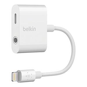 Belkin Audio+Charge Rockstar da 3,5 mm (adattatore Aux per iPhone/adattatore di ricarica per iPhone), bianco