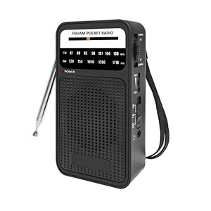 Libershine Radio portatile FM AM, mini radio, radio tascabile con 2 batterie AA, antenna retrattile a 360°, grande altoparlante integrato ad alte prestazioni per passeggiate, campeggio