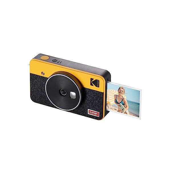 kodak mini shot 2 retro 4pass 2-in-1 fotocamera istantanea & stampante fotografica (5.3x8.6cm) + 8 fogli, giallo