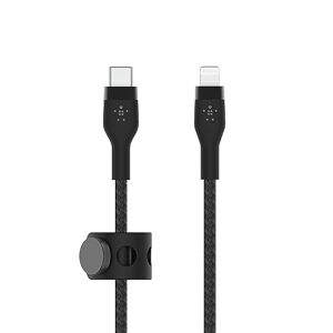Belkin BoostCharge Pro Flex Cavo intrecciato da USB-C a Lightning (2 m), certificato MFi, ricarica rapida Power Delivery da 20 W, per iPhone 14/14 Plus, 13, 12, Pro, Max, mini, SE, iPad e altri - Nero