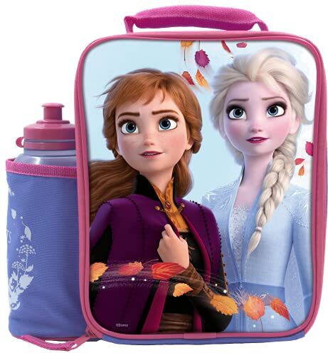 Disney Frozen Set Lunch Box Bag con Borraccia, Contenitore Alimenti per bambini, Borsa Termica Porta Pranzo Merenda