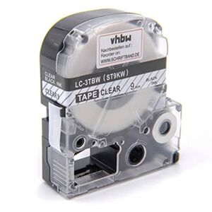 vhbw cassetta nastro sostituisce Epson LC-3TBW per etichettatrice 9mm nero su trasparente