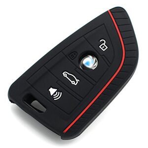 CYK www. CoverYourKey .de Finest-Folia - Custodia per le chiavi dell’auto, con 4 pulsanti, in silicone Colore: nero/rosso.