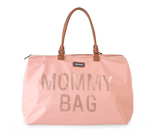 CHILDHOME, Mommy Bag, Borsa per il cambio, Maternità, Borsa da viaggio, Grande capacità, Fasciatoio, Tracolla regolabile, Compartimenti, Tasca isolata, Passaggio valigia, oro e rosa