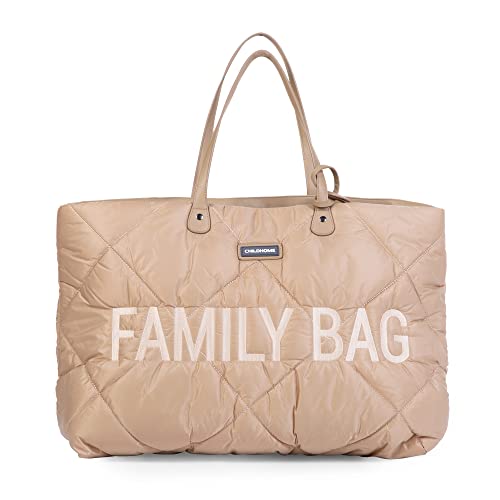 CHILDHOME, Family Bag, borsa per il cambio, borsa fasciatoio borsa da viaggio/weekend, grande capacità, custodia staccabile inclusa, beige tapuntato