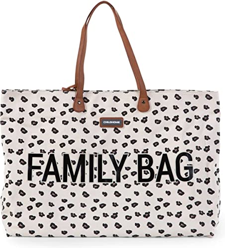 CHILDHOME, Family Bag, borsa per il cambio, borsa fasciatoio borsa da viaggio/weekend, grande capacità, custodia staccabile inclusa, Leopardo