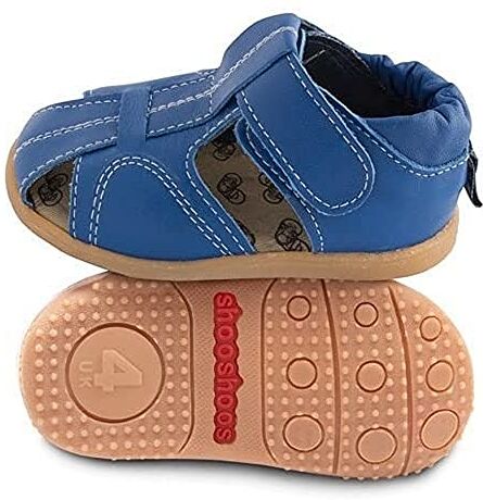 Shoo Shoos – Scarpette Primi di pelle suola rigida, taglia 19, Stile Sandali Blu