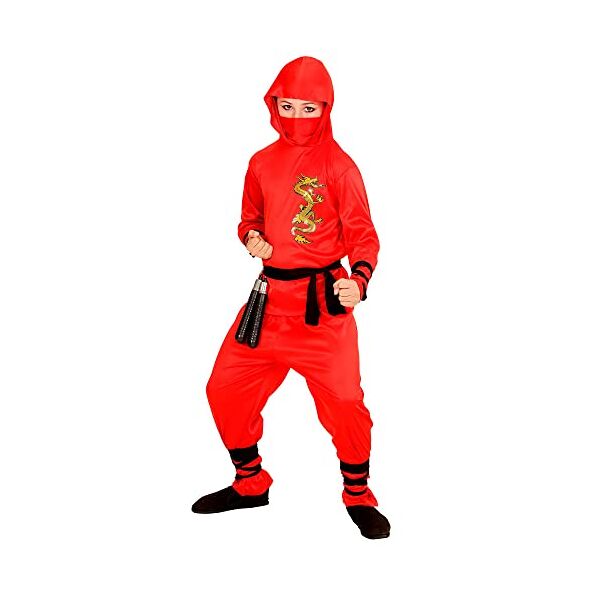 widmann - costume da bambino red dragon ninja, guerriero, samurai, in maschera, carnevale