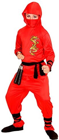 WIDMANN RED DRAGON NINJA" (hooded coat, pants, belt, face mask, arm & leg ties) - (128 cm / 5-7 Years)