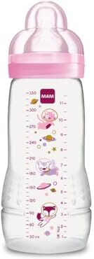 MAM Biberon Easy Active, con Tettarella Misura 3, Ergonomico, 4+ Mesi, 330 ml, Rosa