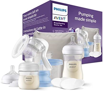 Philips Avent Set per i primi allattamenti tiralatte manuale - Tiralatte a mano singolo a estrazione facile senza BPA e biberon (modello SCF430/16)