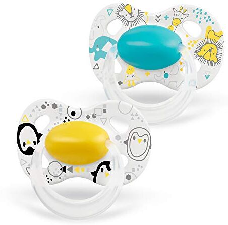 Medela Baby Original - Ciuccio da 18 mesi, colore giallo e turchese, confezione da 2