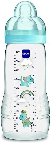 MAM Biberon Easy Active, con Tettarella Misura 3, Ergonomico, 4+ Mesi, 330 ml, Azzurro