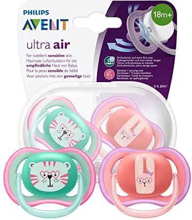 Philips Avent SCF349/15 2 Succhietti Ultra-Air, 18 Mesi +, Femmina, Verde/Rosa