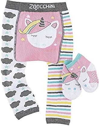 Zoocchini Set Leggings e Calzini Anti-scivolo bebè 6-12 mesi