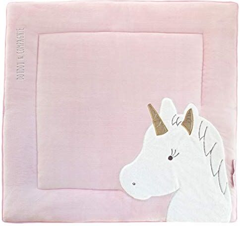 Doudou et Compagnie DC3318 - Tappeto da parco, 100 x 100 cm, collezione Tapidou con unicorno rosa/oro DC3318, 80 x 150 cm