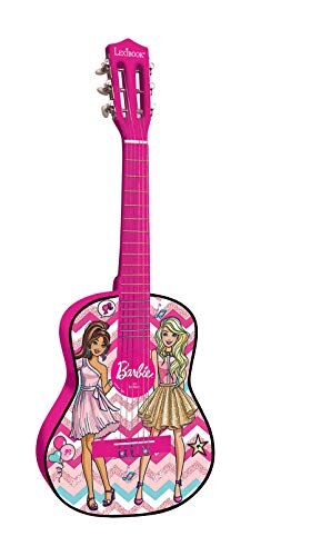 lexibook barbie lexibook k2000bb - chitarra acustica, 6 corde, strumento ludico, in legno, rosa