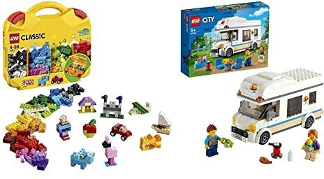 Lego Classic Valigetta Creativa, Contenitore Giocattolo con Mattoncini & City Super Veicoli Camper delle Vacanze, Kit di Gioco con Camper