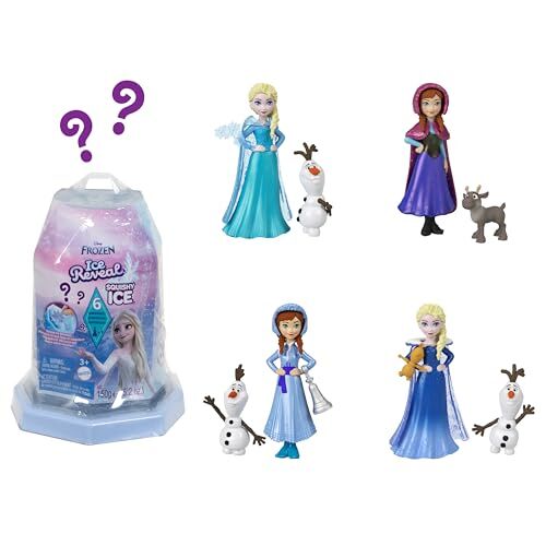 Mattel Disney Frozen - Mini bambole Ice Reveal, con ghiaccio gel e 6 accessori a sopresa da scoprire, un personaggio amico incluso, giocattolo per bambini, 3+ anni, HRN77