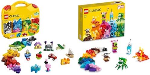 Lego 10713 Classic Valigetta Creativa, Contenitore Mattoncini Colorati & 11017 Classic Mostri Creativi, Giochi Educativi per Bambini dai 4 Anni in su