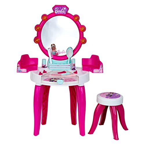 Theo Klein 5328 Salone di Bellezza Barbie con Luce e Suono, RiPiani girevoli e Specchio, con Numerosi Accessori, Giocattolo per Bambini a Partire da 3 Anni