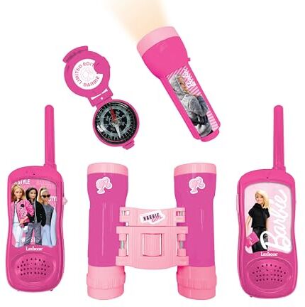 Lexibook Mattel Barbie-Set da avventuriero per Bambini, Walkie-Talkie 120m, Binocolo, Bussola, Torcia, RPTW12BB