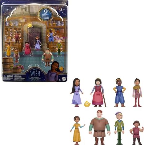 Mattel Disney Wish - I Teenager, Set di 8 Mini Bambole snodate e Un Personaggio Star, con Abiti caratteristici Ispirati al Film, da esporre e Collezionare, Giocattolo per Bambini, 3+ Anni, HPX36