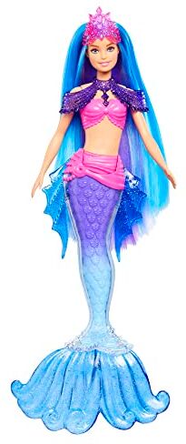 Barbie - Sirene Malibu Roberts, Bambola Sirena con Cucciolo, Pinne Intercambiabili, Spazzola e Accessori, Giocattolo per Bambini 3+ Anni, HHG52