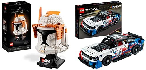 Lego 75350 Star Wars Casco del Comandante Clone Cody, Set Serie Caschi 2023 & 42153 Technic NASCAR Next Gen Chevrolet Camaro ZL1, Modellino di Auto da Costruire