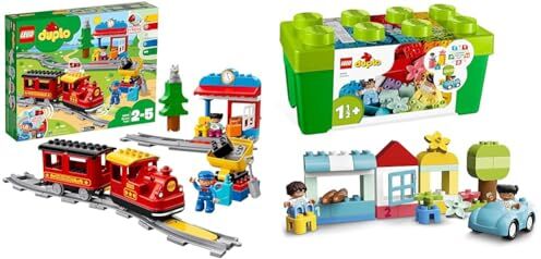 Lego 10874 DUPLO Treno a Vapore, Set Costruzioni Push & Go & 10913 DUPLO Classic Contenitore di Mattoncini, Giochi Educativi